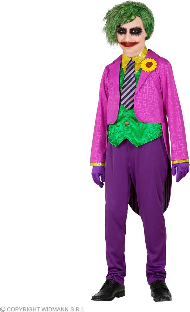 Widmann - Joker Kostuum - Ondeugende Joker Junior - Jongen - Groen, Paars - Maat 104 - Halloween - Verkleedkleding