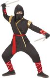 Widmann - Ninja & Samurai Kostuum - Ninja Maki Luxe - Jongen - Zwart - Maat 158 - Carnavalskleding - Verkleedkleding