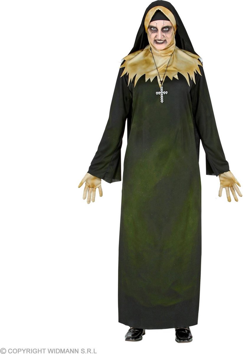 Widmann - Non Kostuum - Bezeten Door Een Demoon Non - Vrouw - Groen, Zwart - XL - Halloween - Verkleedkleding