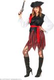 Widmann - Piraat & Viking Kostuum - Zeer Ervaren Schatzoeker Piraat - Vrouw - Rood, Zwart - Medium - Carnavalskleding - Verkleedkleding