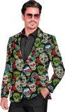 Widmann - Spaans & Mexicaans Kostuum - Flower Skulls Colbert Man - Multicolor - XL - Carnavalskleding - Verkleedkleding