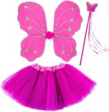 Widmann - Verkleedset Magische Fee Donker Roze - Roze - Carnavalskleding - Verkleedkleding