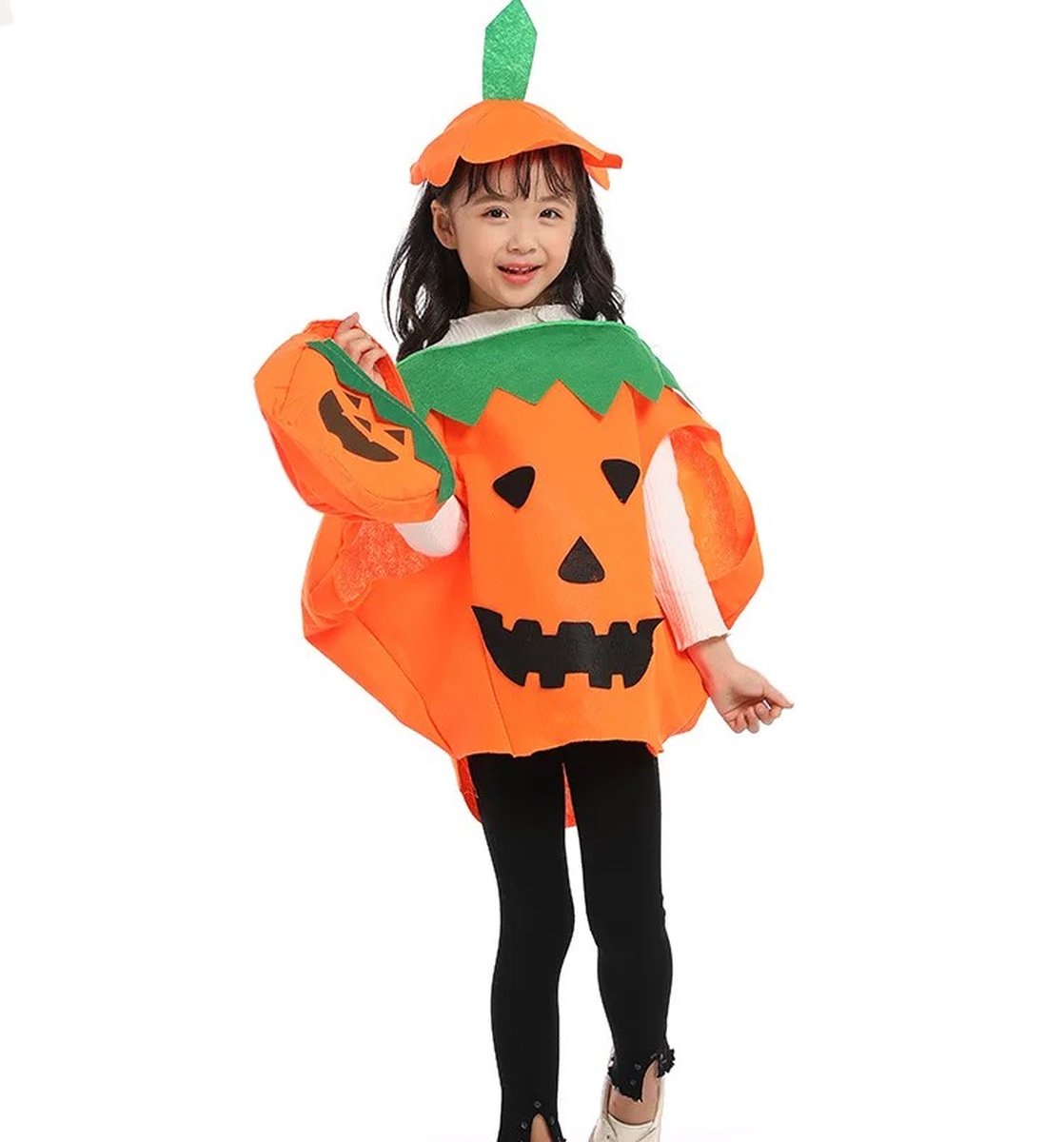 WiseGoods Premium Halloween Pompoen Jurk & Hoed Meisjes - Heksen Kostuum - Cosplay Kostuums Kinderen - Carnavalskleding Meisje