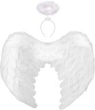 Witte Engel Vleugels met Halo voor Dames en Kinderen - Halloween en Carnaval Kostuum Accessoires