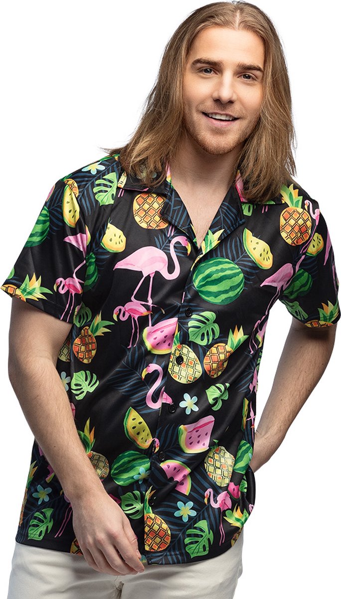 Boland - Shirt Swinging Flamingo (L) - Volwassenen - Flamingo - Hawaii - Tropisch - Foute party