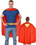 Ciao s.r.l Superman Cape Volwassenen Accessoire Superheld Kostuum Verkleedkleren Carnavalskleding Heren Carnaval - Officiële Licentie - Polyester - Rood/Geel - 2-Delig Cape/Riem