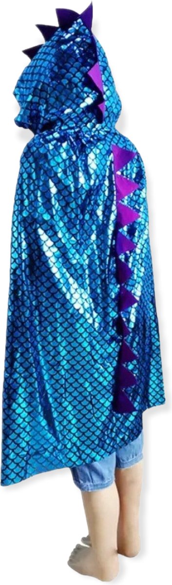 Draken cape - Verkleedpak - Dino - Draak - Halloween - Blauw - Unisex