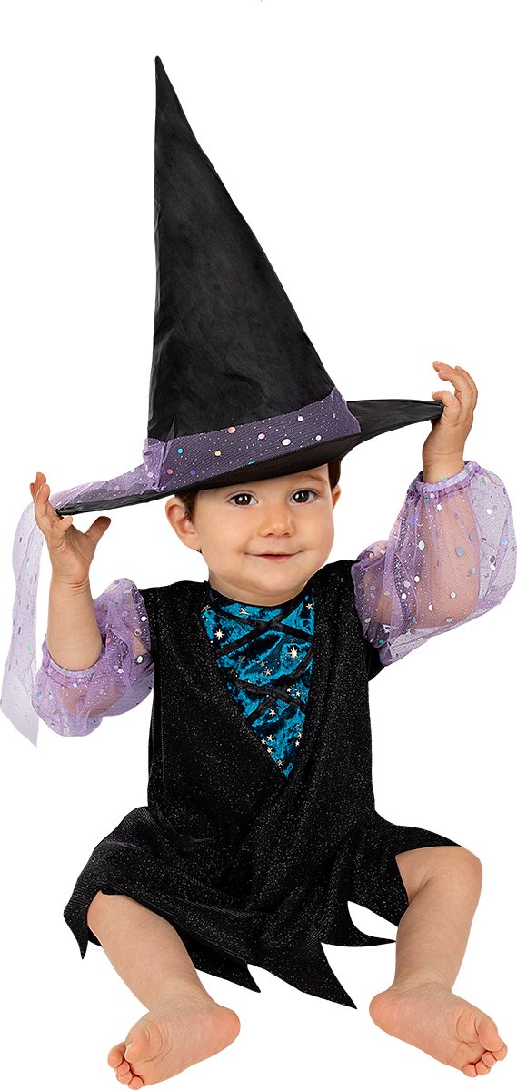 Funidelia | Heksenkostuum Voor voor baby - Heksen, Tovenaars, Halloween, Horror - Kostuum voor baby Accessoire verkleedkleding en rekwisieten voor Halloween, carnaval & feesten - Maat 81 - 92 cm - Zwart