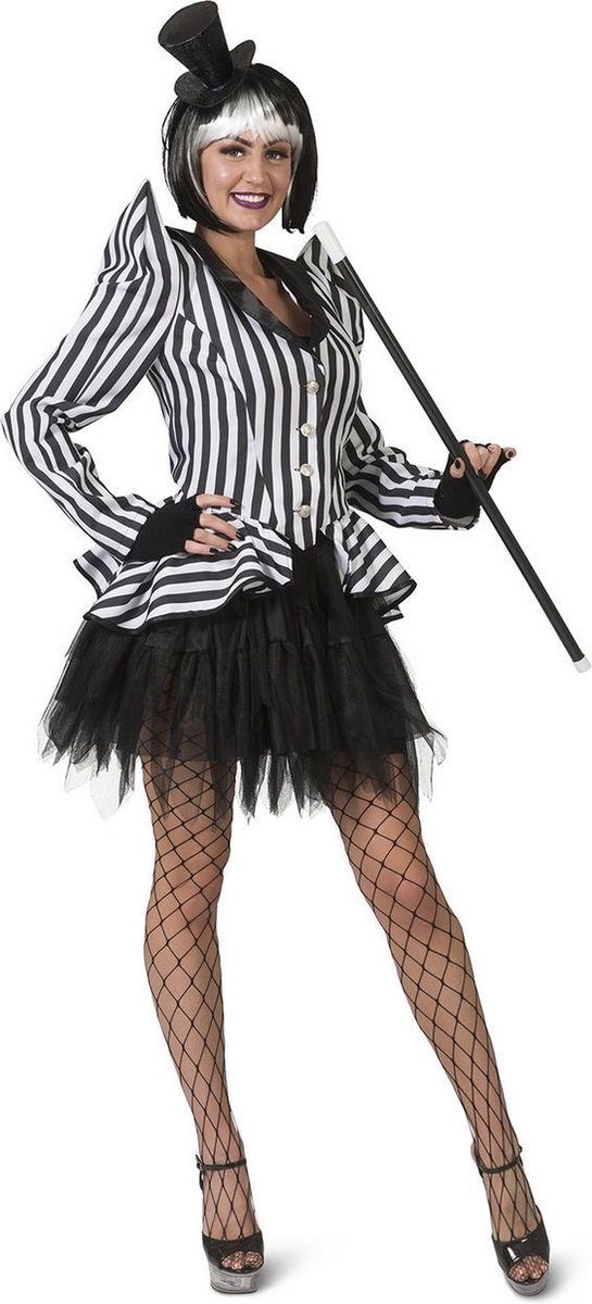 Funny Fashion - Horror Films Kostuum - Beetlejuice Horror Fantasy Jas Vrouw - - Maat 36-38 - Halloween - Verkleedkleding