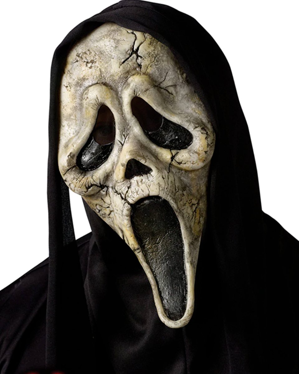 Funworld Officiele Licentie Scream masker Scream Halloween Masker met Capuchon voor bij Halloween Kostuum Volwassenen - Plastic - Creme/Wit