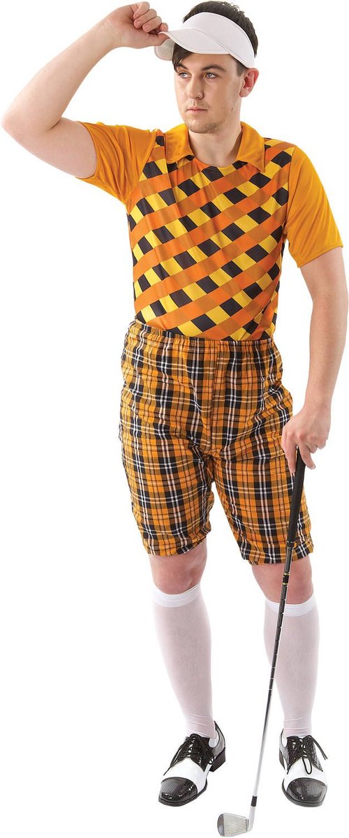 Golfspeler kostuum oranje/zwart - Maat M/L