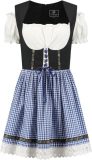 Haus Huberts Dirndl Jurk Elsa - Dames - Oktoberfest Dirndl - Tiroler- Zwart-Blauw Geblokt - Maat S