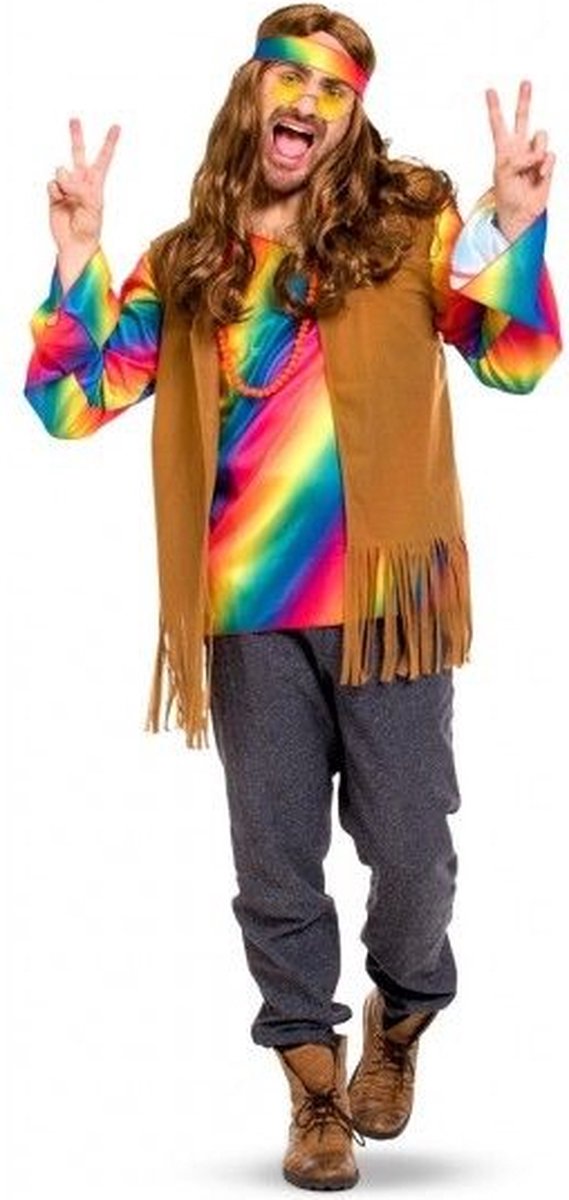 Hippie Outfit Heren - Maat M-L - Carnavalskleding