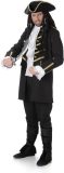 Karnival Costumes Piratenkostuum voor Mannen Piratenpak Carnavalskleding Heren Carnaval - Polyester - Zwart/Goud - Maat M - 3-Delig Jas/Hoed met Pruik/Laarscovers