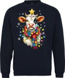 Kersttrui Kerst Koe | Foute Kersttrui Dames Heren | Kerstcadeau | Kerstpakket | Navy | maat 3XL