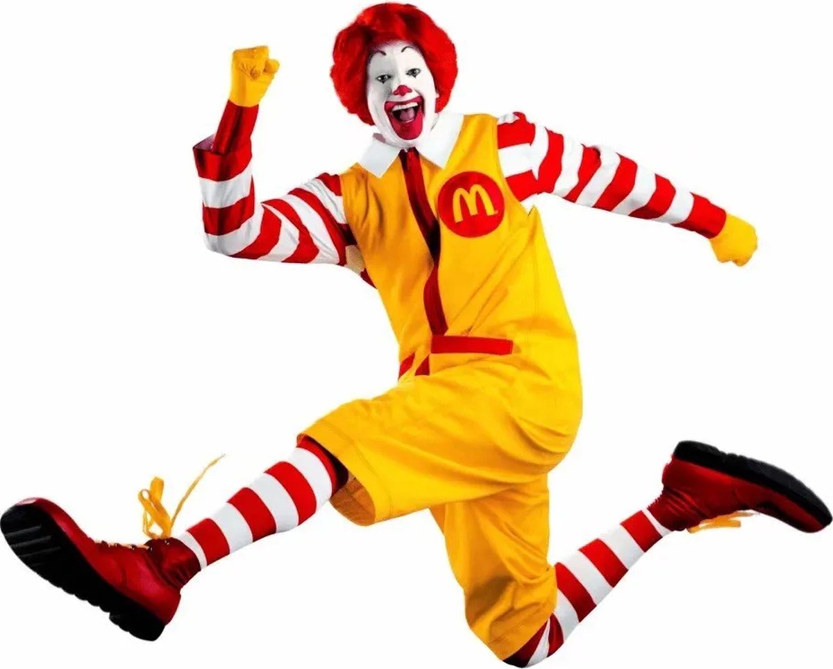 KrijgHonger - Ronald McDonald Kostuum - Maat M ( Geschikt Voor 140-150 cm) - Clown Kostuum - Voor Kinderen & Volwassenen - Carnavalskleding - Verkleedkleding - Carnaval - Halloween - Verkleed als Clown