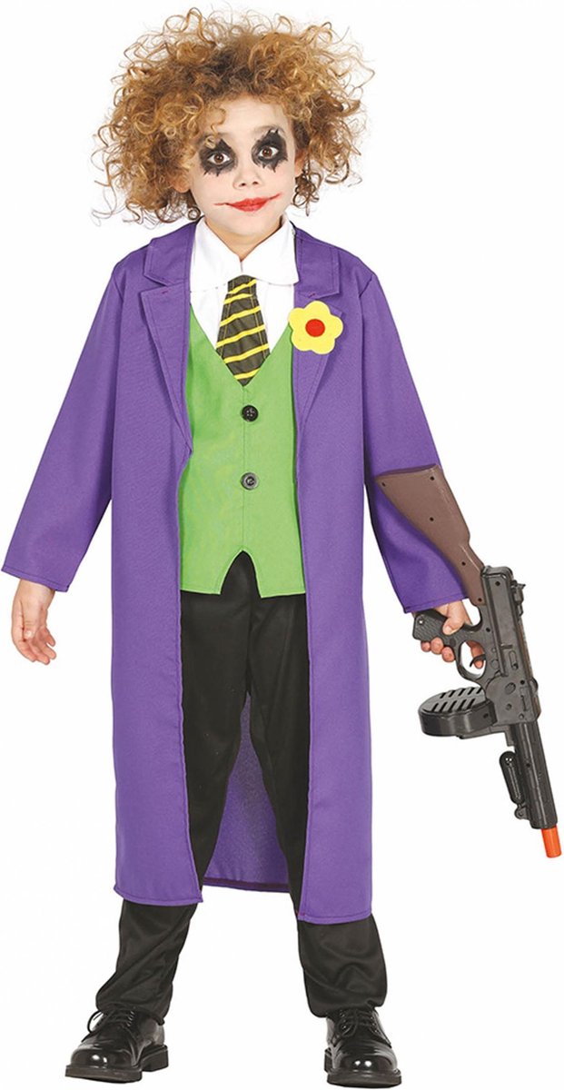 Luxe paarse horror clown the Joker verkleedkostuum - outfit - kinderen - halloween 140/152