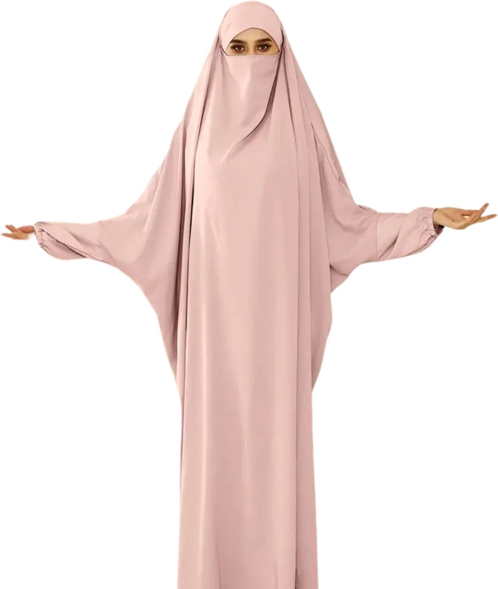 Nivard Islamitische Kleding - Djellaba Dames - Moslim Kleding - Arabisch Dames Kaftan - Alhamdulillah - Roze