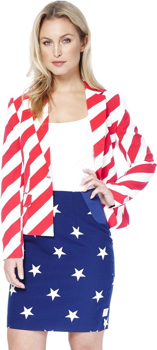 OppoSuits American Woman - Vrouwen Kostuum - Gekleurd - Feest - Maat 36