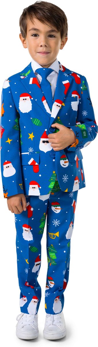 OppoSuits Festivity Blue - Kids Kerstpak - Kerst Outfit - Xmas - Kerst - Blauw - Maat 92/98