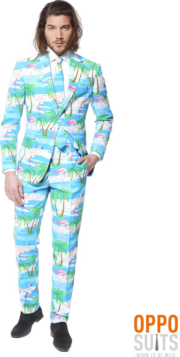 OppoSuits Flaminguy - Heren Carnaval Kostuum - Tropisch Zomers Flamingo - Gekleurd - Maat EU 60