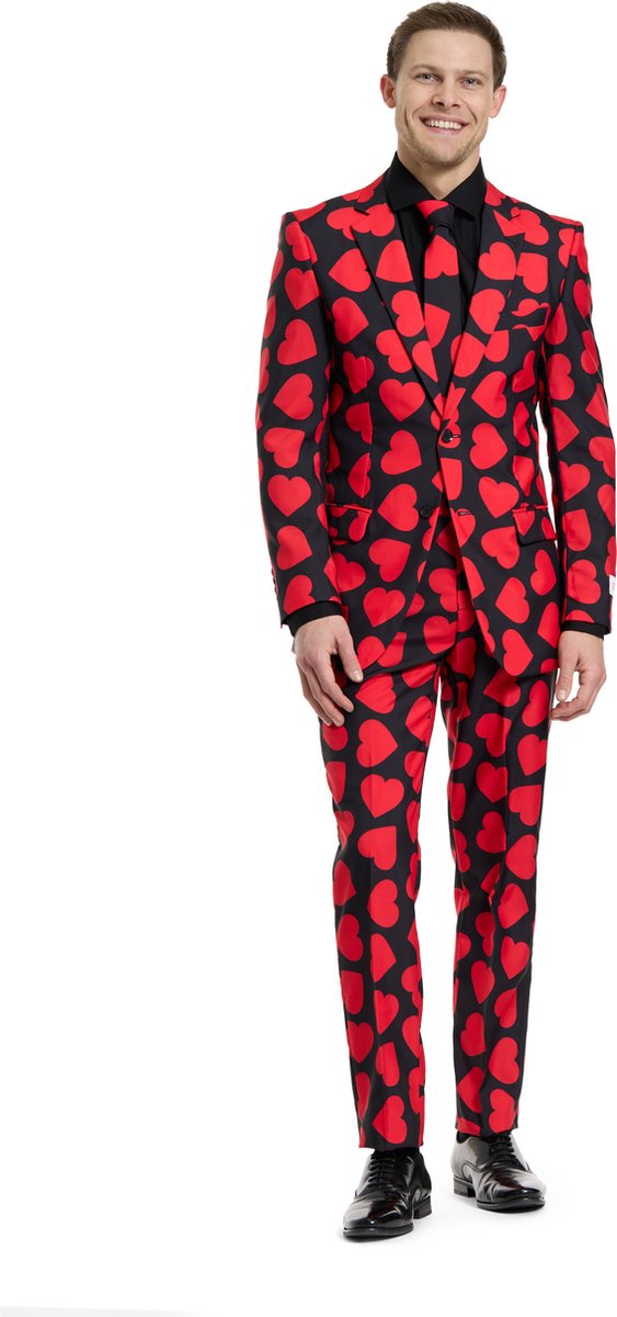 OppoSuits King of Hearts - Mannen Kostuum - Rood - Carnaval - Maat 54