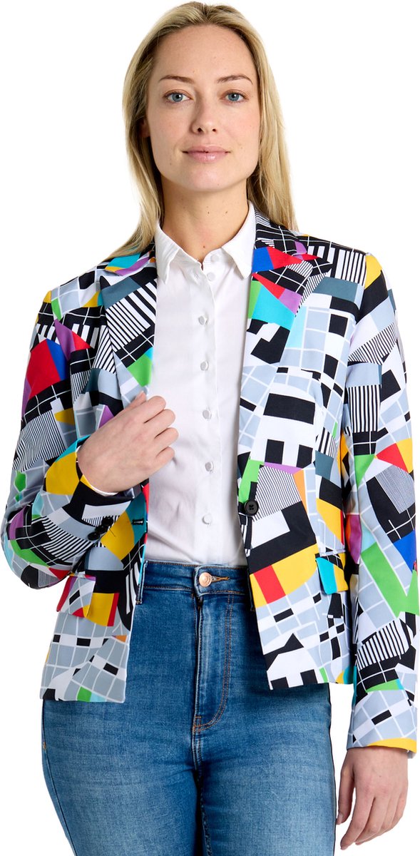 OppoSuits Miss Testival - Dames Blazer - Stijlvolle Dames Colbert - Carnaval - Meerkleurig - Maat: EU 36