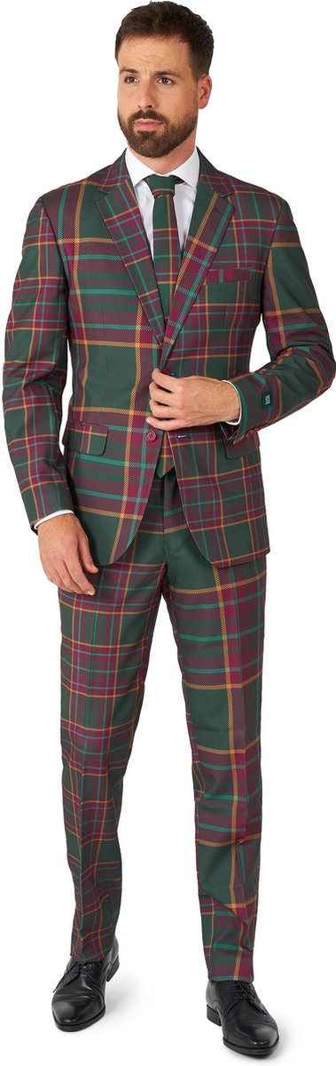 OppoSuits Mixed Mesh - Heren Kerstpak - Kerst Outfit - Groen - Maat EU 46