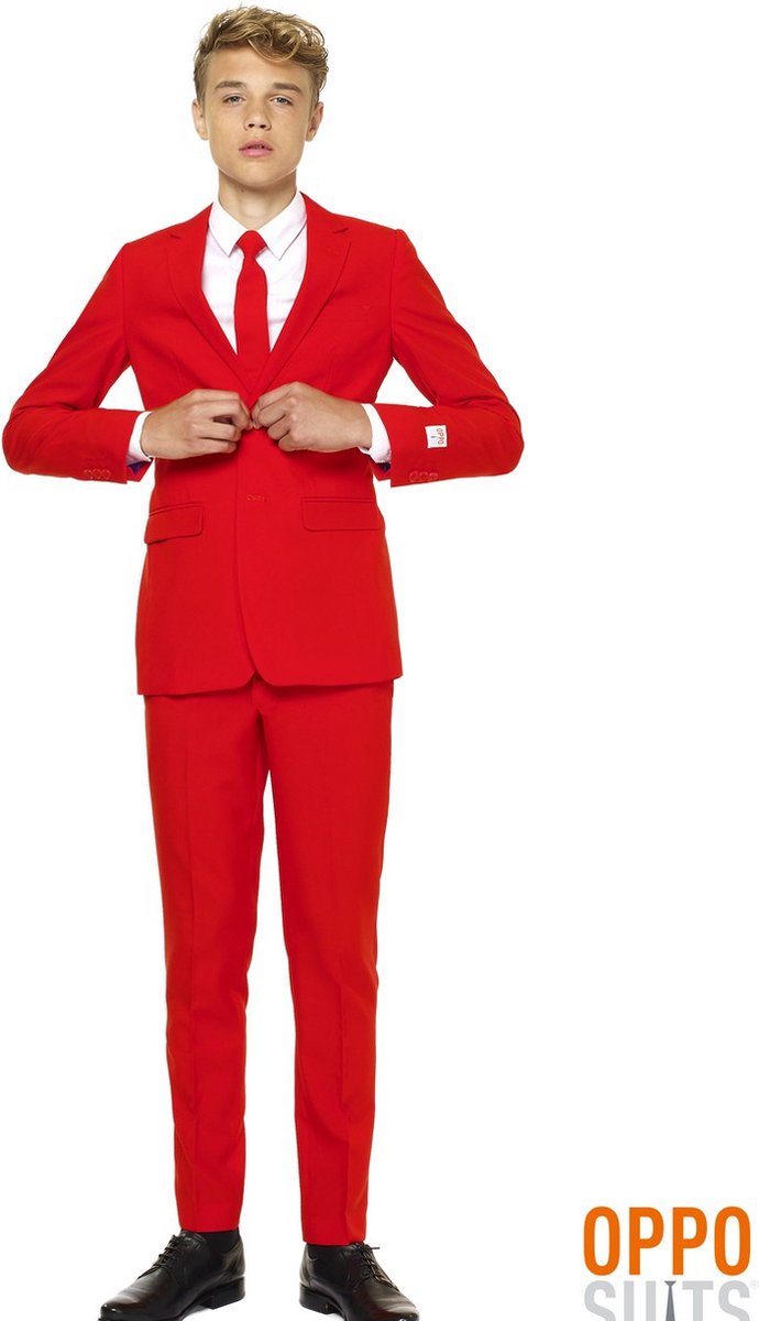 OppoSuits Red Devil - Jongens Kostuum - Rood - Kerst - Maat 170/176