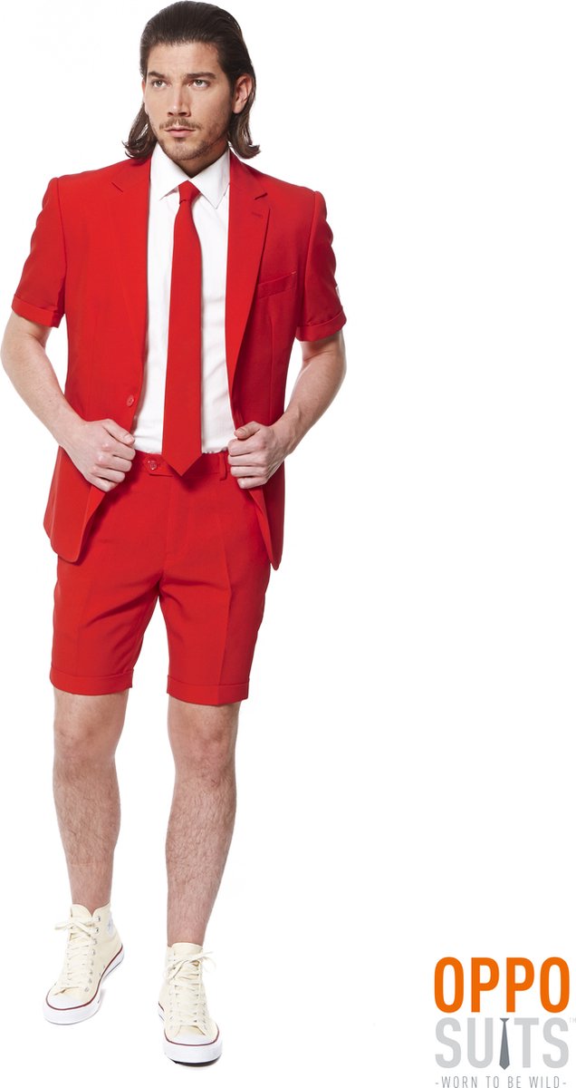 OppoSuits Red Devil - Mannen Zomer Kostuum - Rood - Feest - Maat 46