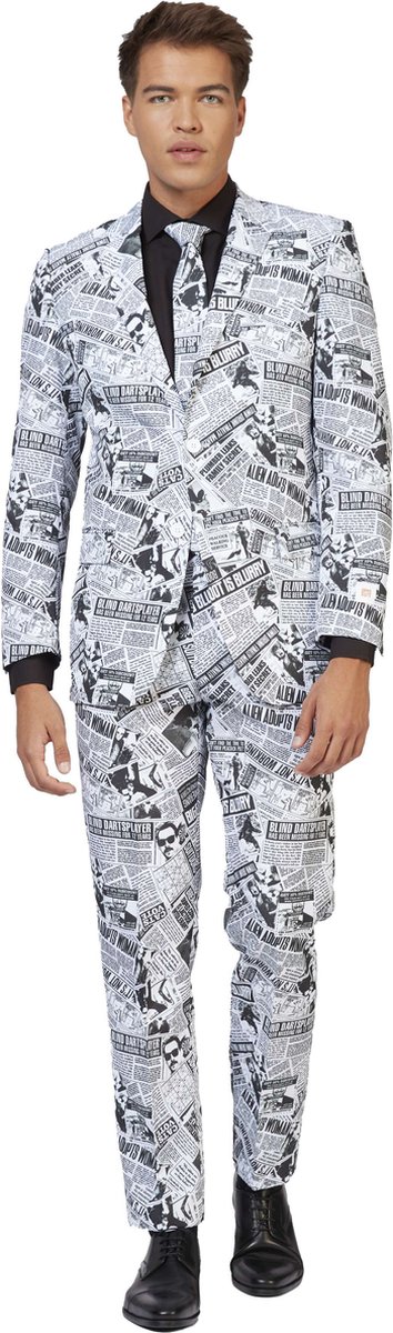 OppoSuits Textile Telegraph - Mannen Kostuum - Feest - Maat: EU 50