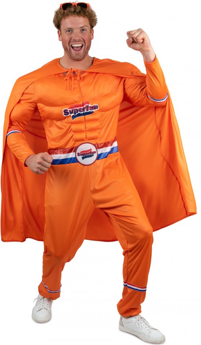 Oranje Superfan verkleedpak - Verkleedkleding - Carnaval kostuum - Heren - Koningsdag - EK - WK - Voetbal - Polyester - oranje - Maat M/L