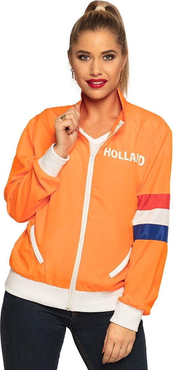 PartyXplosion - 100% NL & Oranje Kostuum - Hup Holland Hup Trainingsvest Met Zakken Dames Vrouw - Oranje - Large - Carnavalskleding - Verkleedkleding