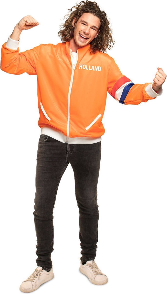 PartyXplosion - 100% NL & Oranje Kostuum - Oranje Trainingsvest Hup Holland Hup Heren Man - Oranje - Large - Carnavalskleding - Verkleedkleding