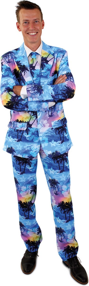 PartyXplosion - Hawaii & Carribean & Tropisch Kostuum - Dreadlock Holiday Tropische Vakantie - Man - Blauw - Maat 58(XL) - Carnavalskleding - Verkleedkleding