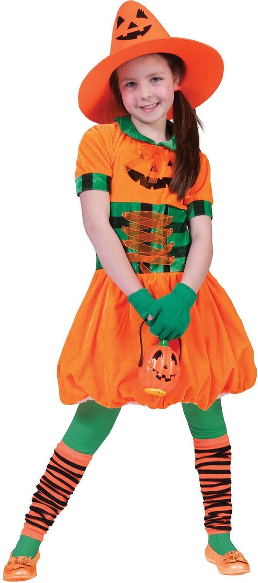 Pompoen Kostuum | Pompoenella Jurk Meisje | Maat 104 | Halloween | Verkleedkleding