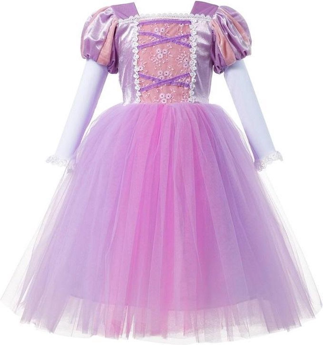 Prinses - Luxe jurk - Prinsessenjurk - roze/paars - Verkleedkleding - Feestjurk - Sprookjesjurk - Maat 110/116 (120) 4/5 jaar