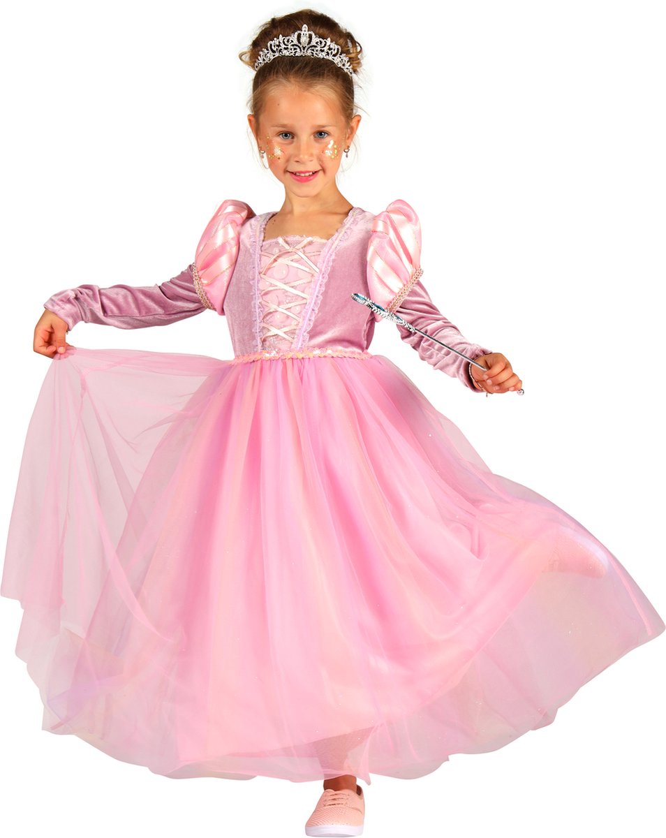 Prinsessen Jurk Janna Meisjes - Verkleedkleren Meisjes - Roze - Maat 98/104