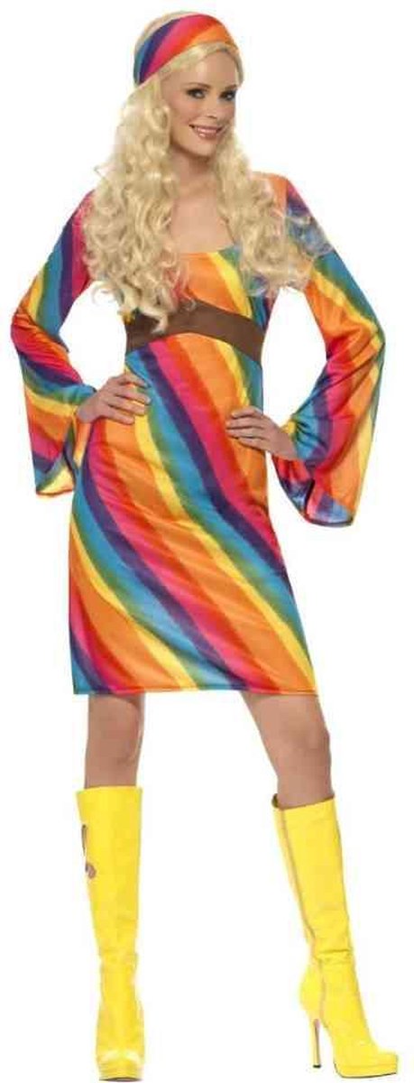 Regenboog Hippie jurkje | 70s verkleedkleding maat S (36-38)