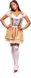 Samex-Oktoberfest Dames- Premium Dirndl-Beige-Voor Feesten en Carnaval-Maat S-Kousen Inbegrepen