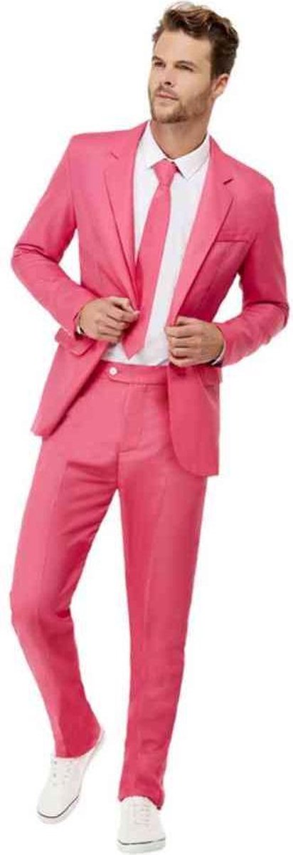 Smiffys Kostuum -M- Solid Colour Suit Roze