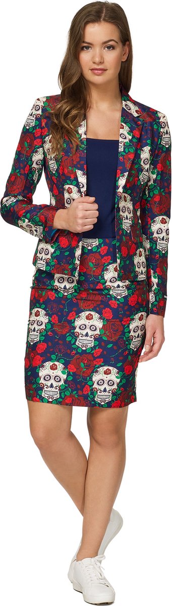 Suitmeister Day of the Dead - Dames Kostuum - Meerkleurig - Halloween - Carnaval - Maat S