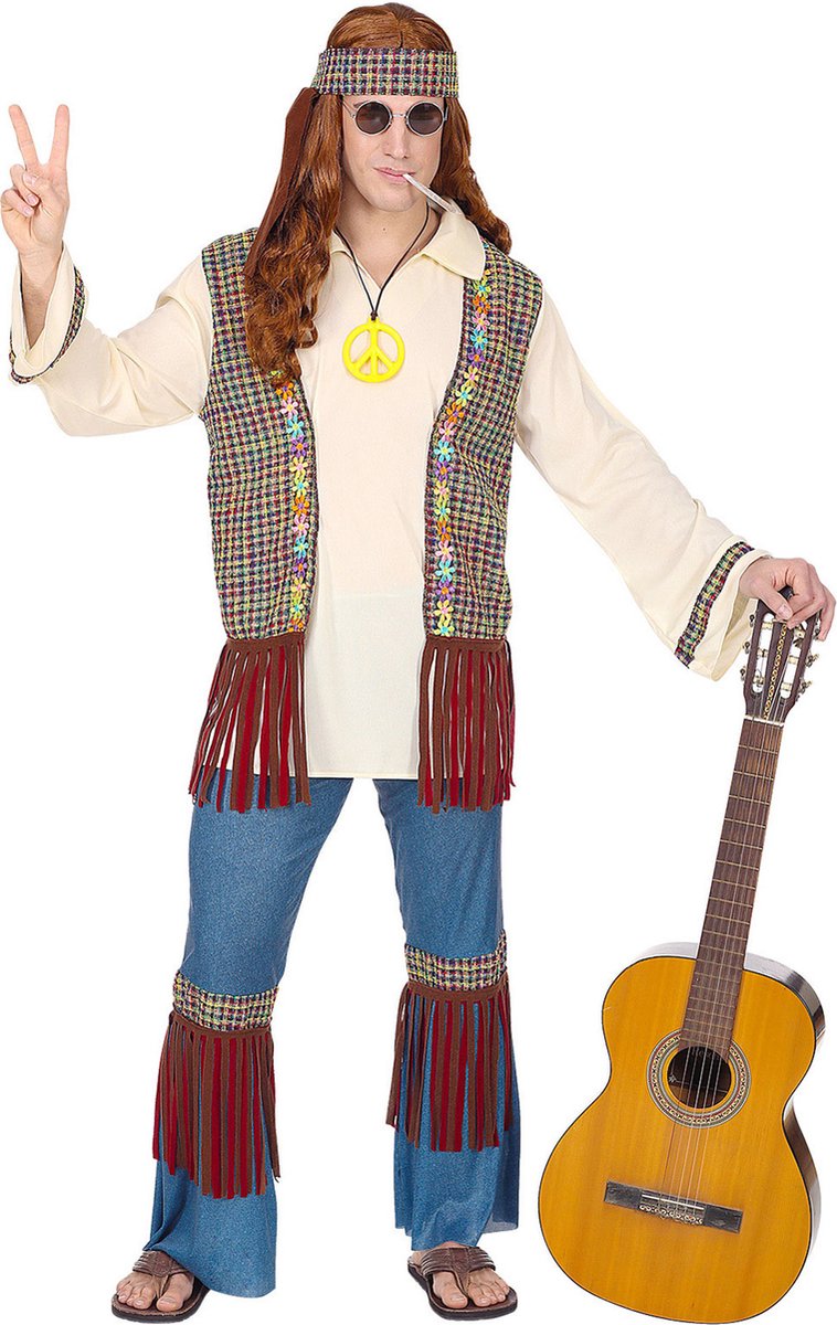 WIDMANN - Peace and love hippie outfit voor mannen - S - Volwassenen kostuums