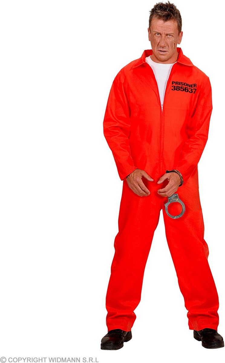 Widmann - Boef Kostuum - County Jail Gevangene Rood - Man - Oranje - Large - Carnavalskleding - Verkleedkleding