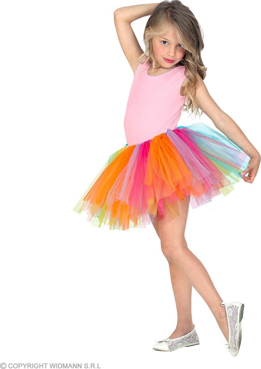 Widmann - Dans & Entertainment Kostuum - Fleurige Regenboog Ballet Tutu 30 Centimeter Meerkleurig Meisje - Multicolor - One Size - Halloween - Verkleedkleding