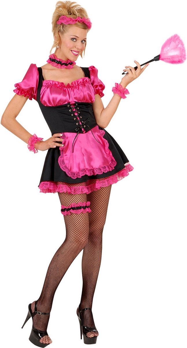 Widmann - Serveersters & Kamermeisjes Kostuum - Zoeter Dan Zoet Kamermeisje Zwart / Roze - Vrouw - Roze, Zwart - Medium - Carnavalskleding - Verkleedkleding