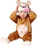 Atosa Verkleed set voor peuters - aapje - bruin - 2-delig - carnaval dieren verkleedkleding 12-24 mnd