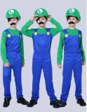 Carnaval - Superheld - Jumpsuite - Unisex - 9 t/m 12 jaar - Kleur groen/blauw - Feestkostuum - Feestkleding - Games - Loodgieter - Inclusief snor en pet - Feest - Verkleedkleren - Carnavalskleding - Carnaval Outfit - Carnaval - Optocht -