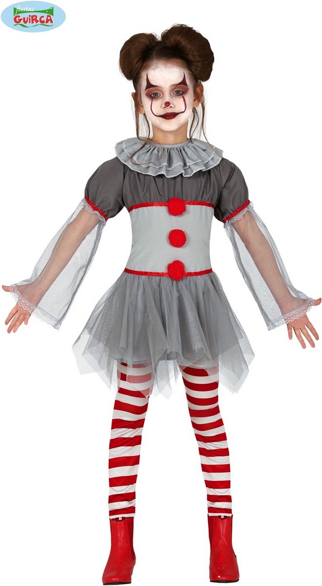 Fiestas Guirca - Bad Clown Girl (7-9 jaar) - Halloween Kostuum voor kinderen - Halloween - Halloween kostuum meisjes