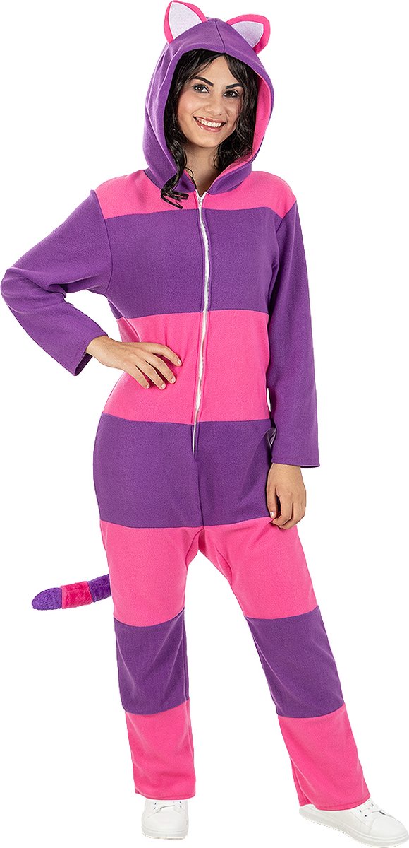 Funidelia | Cheshire Cat Onesie Kostuum voor vrouwen ▶ Kat, Films & Series, Alice in Wonderland - Kostuum voor Volwassenen Accessoire verkleedkleding en rekwisieten voor Halloween, carnaval & feesten - Maat M - L - Paars